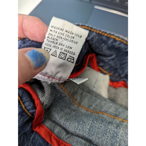 Coogi Vintage 90's Y2K Jean Shirts Rainbow Stitching Low Rise - Picture 4 of 10